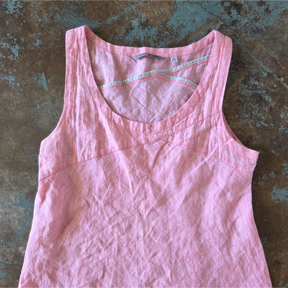 Horny Toad 100% Linen Dress Size L Pink Shift Sleeveless Knee Length Lagenlook - Picture 2 of 6
